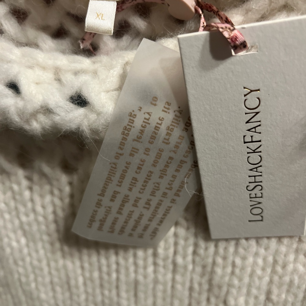 NWT 445 LoveShackFancy Larson Crop Pullover White Antique baby alpaca Size XL - Picture 13 of 14